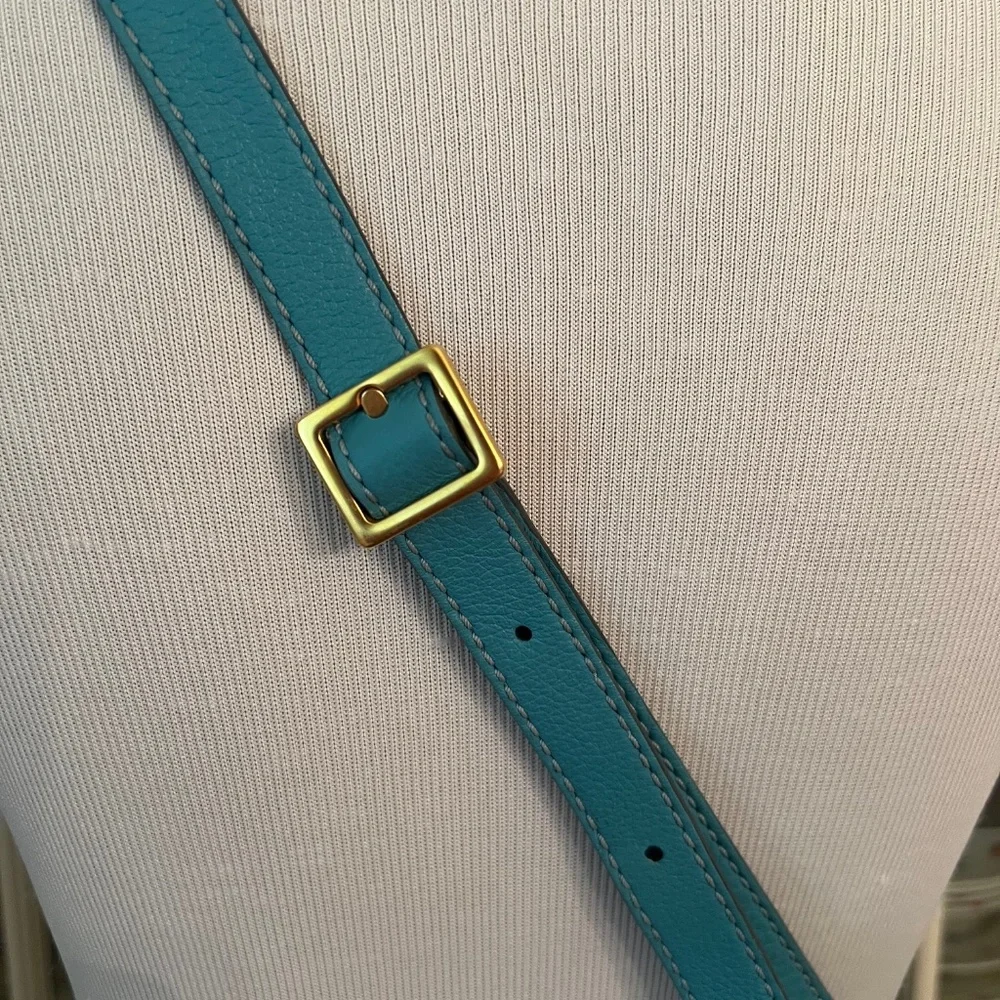 Chloe Light Blue Leather Mini Marcie Crossbody Bag Turquoise Summer Bag - Picture 13 of 15